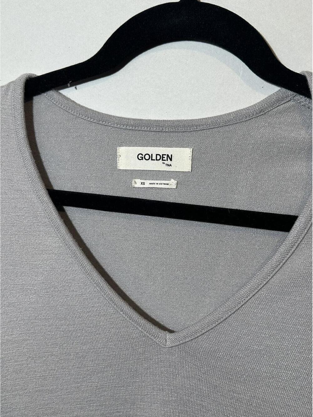 Aritzia TNA Golden Bodycon Mini Dress XS Gray Short Sleeve Stretch Knit - Picture 4 of 8